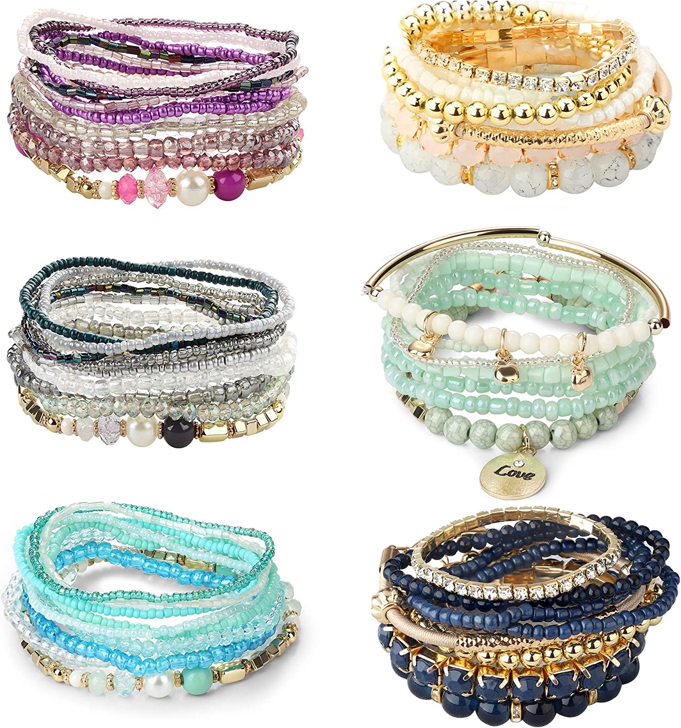 LOYALLOOK 6 Sets Bohemian Stackable Bead Bracelets for Women Stretch  Bohemian Style Stretch Multilayered Boho Bracelet Set - E-COMMERCE BUSINESS  WITH ASIA EASY WAY TO BRING PRODUCTS AMERICAN MARKETS